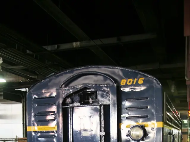 In the center of the image we can see train on the railway tracks. On the right and left side of...